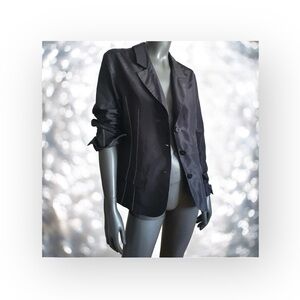 Uli Schneider ✈︎ Fashion Forward Silk Grosgrain Ribbon Jacket ✈︎ Black ✈︎ 10 44
